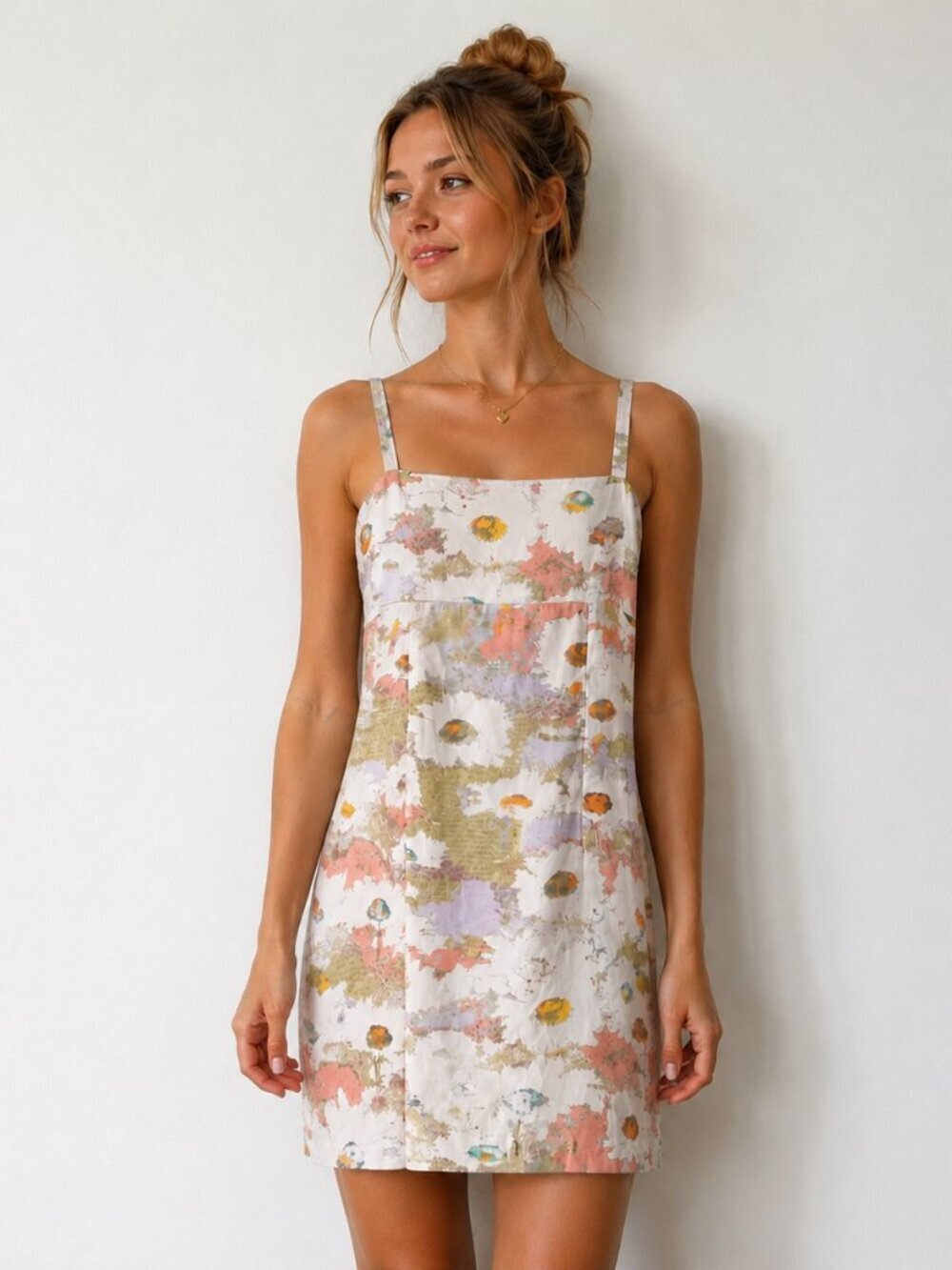 Urban Outfitters Floral Satin Slip Mini Dress Cutout Back Size Large